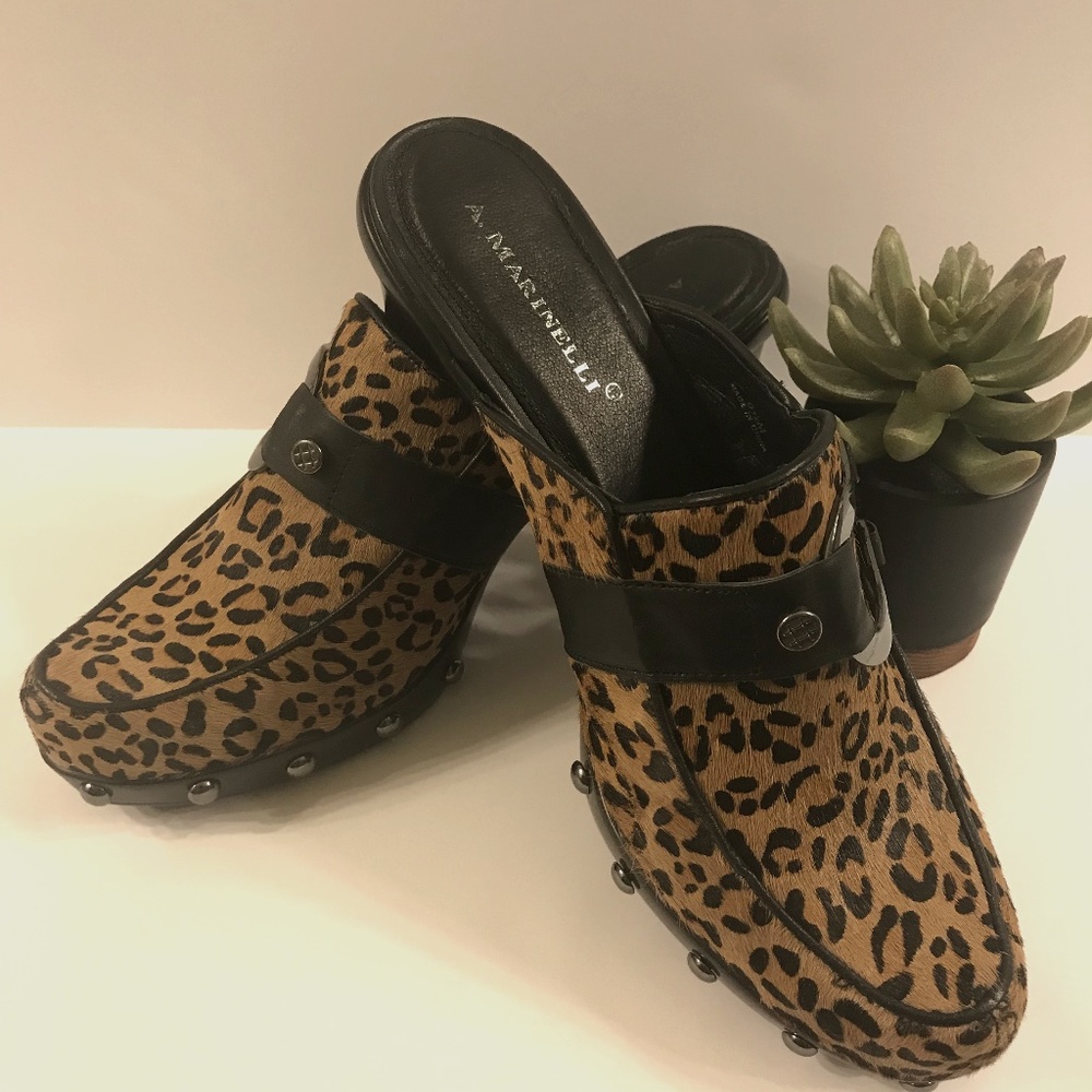 A. Marinelli Leopard Suede Idle shoes size 8.5